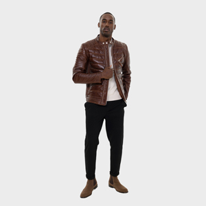 New Arrival Men's Stylish Sheep Leather <b>Racer</b> <b>Jacket</b> Custom Design Embroidery Comfortable Soft Waterproof Breathable Front - Product Image 4