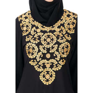 Abaya élégante pour femme AY-808, coupe droite, style modeste, avec col brodé à la main en or et cuivre, style modeste - Product Image 6