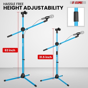 5 Core Mic Stand Floor Height Adjustable <b>Tripod</b> Microphone Stands w Extending Telescoping Boom Arm - Product Image 2