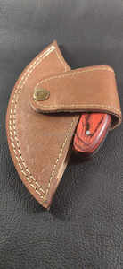 Couteau à pizza traditionnel en acier inoxydable multi-usages, écologique, argenté, avec manche en bois et étui en cuir - Product Image 6