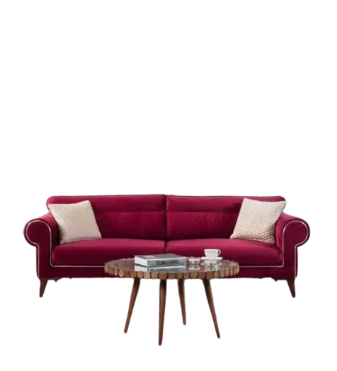 أريكة جديدة فاخرة لغرفة المعيشة من النسيج الوردي مكونة من 3 مقاعد