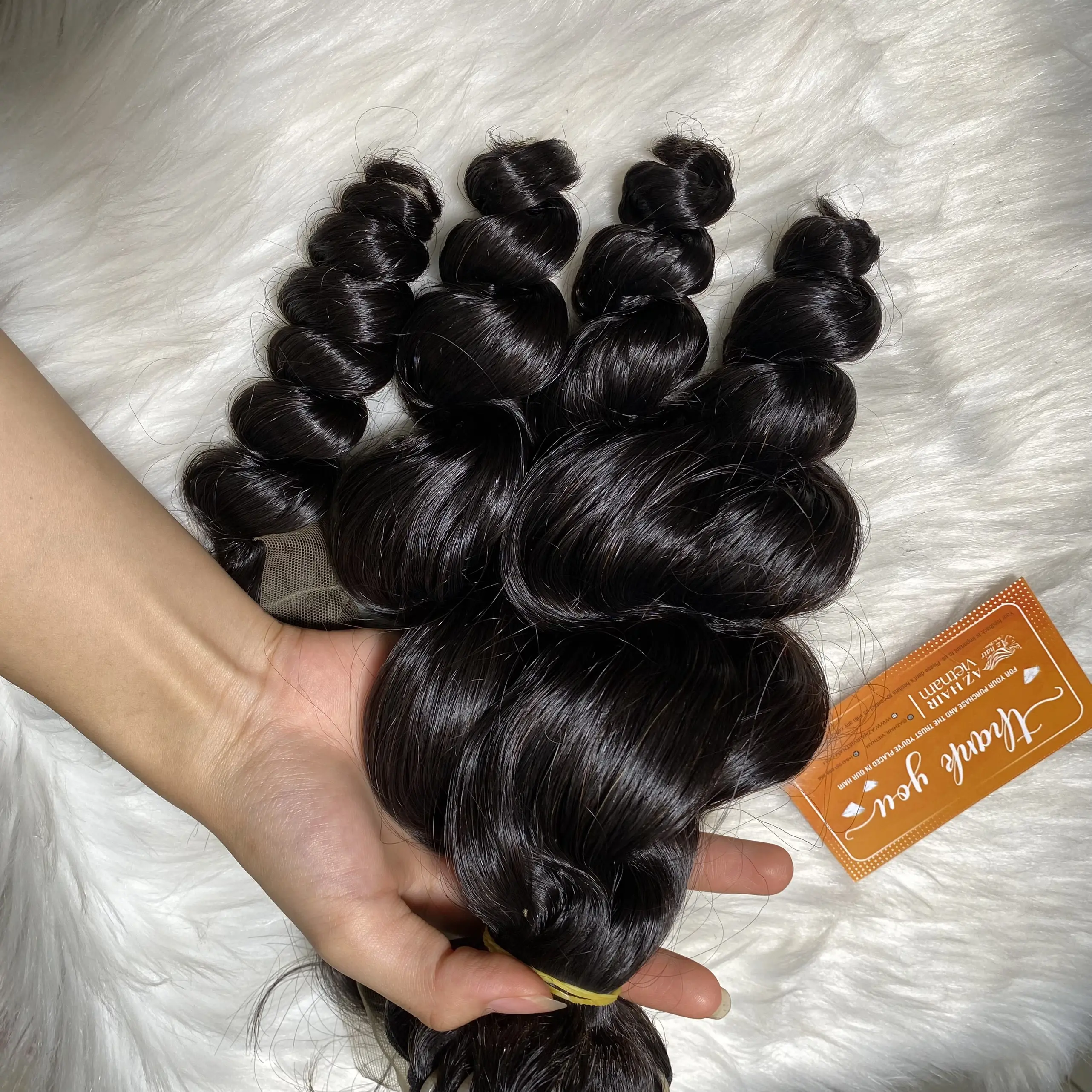 Loose Wavy Big Curl Hair Extensions Bundles Matching Closure 2x4 100% Raw Virgin Hair Wholesale Deals