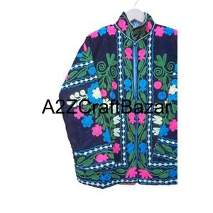 Veste bomber en velours tricoté à fleurs bohème brodée à la main, manteau pour femme imprimé, doublure en coton, fabrication artisanale, écologique, été - Product Image 2