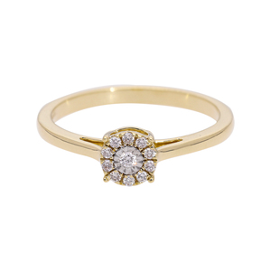 Elegante anillo de oro amarillo de 14 quilates con racimo de diamantes naturales de corte redondo en Ajuste de Halo para mujer Diseño clásico de inspiración floral - Product Image 5