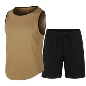Ensemble de 2 pièces pour homme, uniforme de basket-ball d'été, manches courtes, épaulettes, shorts, course à pied, fitness, couleur unie, débardeur et pantalon de sport - Product Image 1