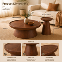 Ensemble de table basse ronde en bois écologique moderne avec base conique pour le mobilier de salon