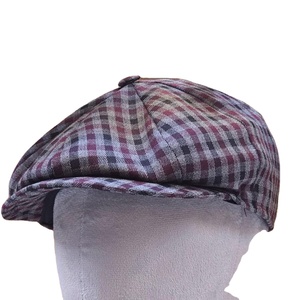 This is a newsboy <b>flat</b> <b>cap</b> in a tartan or checked wool blend fabric - Product Image 1