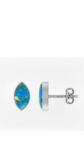 Premium 925 Silver Peruvian <b>Opal</b> Gemstone Pear Marquise Oval Cab Butterfly Lock <b>Stud</b> <b>Earrings</b> Bezel Setting Wedding Party Gift - Product Image 2