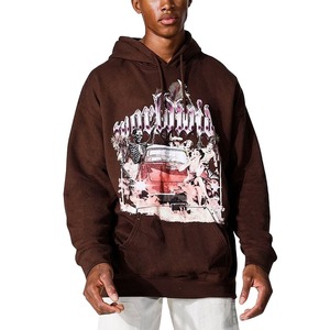 Sweat à capuche pour homme en molleton d'hiver en coton mélangé, personnalisé, délavé à l'acide, avec impression sérigraphique de strass - Product Image 1