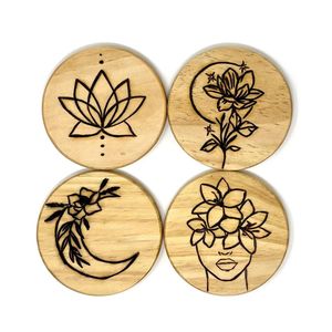 Hand Made Wooden Mandala Pattern <b>Coaster</b> Round Laser Cut Tea Coffee <b>Drink</b> <b>Coaster</b> for Home Use Table Decor - Product Image 2