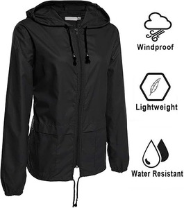 Chaqueta Impermeable Ligera y Transpirable para Mujer, Estilo Casual, con Capucha, Logotipo Frontal, Plegable, para Exteriores - Product Image 5