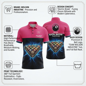 เสื้อโปโลสนุกเกอร์พิมพ์ลายดิจิตอลสำหรับผู้ใหญ่แบบยูนิเซ็กซ์ น้ำหนักเบา ระบายอากาศได้ดี แห้งเร็ว เหมาะสำหรับฤดูร้อน ผลิตจากโพลีเอสเตอร์ - Product Image 3