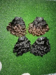 Vente en gros d'extensions de cheveux humains indiens Remy bruts bouclés rebondissants non traités paquets vierges wefted de vendeur de confiance - Product Image 4