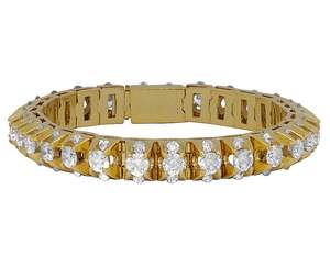 Hip Hop Stylish Iced Out Round Moissanite Diamond Sterling <b>Silver</b> Luxury Classic <b>Bracelet</b> For Women - Product Image 1