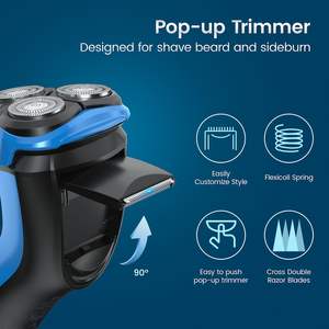 Afeitadora Eléctrica de Doble Cuchilla para Hombre, Uso en Seco y Húmedo, con Recortador de Barba Plegable, Resistente al Agua IPX7, Mini Afeitadora Eléctrica - Product Image 5