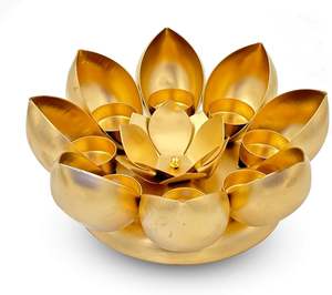 Portavelas flotante decorativo Urli Bowl de Metal dorado para Diwali, Pooja, bodas y decoración interior étnica del hogar - Product Image 5