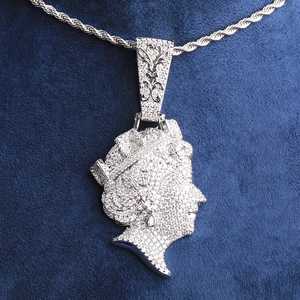 Collier pendentif tête de reine hip-hop en argent 925 plaqué or avec moissanite VVS, bijoux scintillants à bas prix, best-seller - Product Image 1
