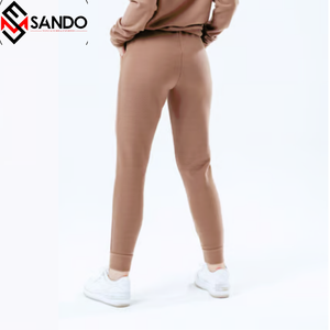 Chándales esenciales de alta calidad para mujer, conjunto de dos piezas de algodón 100% grueso de gran tamaño, pantalones de chándal con logotipo personalizado y Sudadera con capucha - Product Image 3
