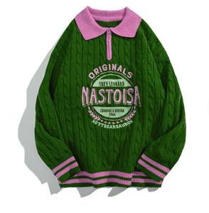 Jersey personalizado para hombre, prendas de punto, Polo, Cable, manga larga, cremallera, bordado, punto, suéter de cuello Polo para hombre - Product Image 4