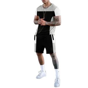Conjunto de camiseta y pantalones cortos de verano para hombre, chándales con estampado de dos piezas de peso pesado, chándal 100% de algodón para correr - Product Image 2