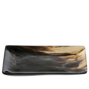 Bandeja Rectangular de Cuerno Natural Negro Marrón Personalizada para Servir y Almacenar en Campamentos, Hecha a Mano y Ecológica - Product Image 1