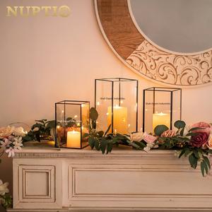 Excellent Design Metal Black Border Glass Box <b>Candle</b> Votive for Home and Wedding Tabletop Decoration <b>Candle</b> Holder - Product Image 2