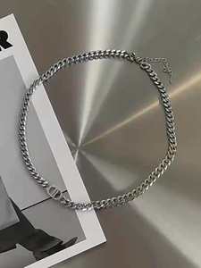 Collar Doble de Plata de Ley con Cadena Gruesa Estilo Cubano, con Detalles de Diamantes, Chapado en Plata, Estilo Hip Hop para Hombre - Product Image 2