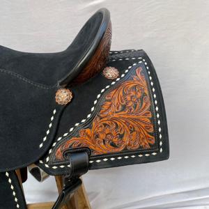Ensemble de selle en cuir western avec décorations de barrel racing haut de gamme, en bois |   Accessoires en acier inoxydable façonnés à la main, ensemble de tack gratuit pour l'équitation - Product Image 3