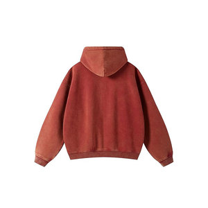 เสื้อฮู้ดดี้ผู้ชายแบบหนา ระบายอากาศได้ดี สไตล์ลำลอง สีพื้น ล้างสีแบบแอซิด ผสมสแปนเด็กซ์/โพลีเอสเตอร์ สกรีนโลโก้ตามสั่ง กันน้ำ สำหรับฤดูหนาว ขายส่ง - Product Image 4