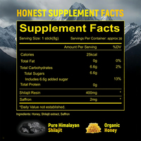 Hearns OEM Pure Himalayan Shilajit Honey Herbal Supplement Gummies Certifié Energy Boost Immune Support Muscle Growth 30-Count