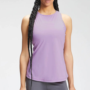 Camiseta ajustada personalizada con cuello redondo para mujer, camisetas sin mangas transpirables informales de estilo Vintage, camiseta sin mangas para gimnasio, Yoga, Fitness, servicio OEM - Product Image 3