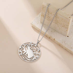 Pendentif Charme Renard Creux Plaqué Or en Argent Sterling 925 avec Moissanite, Collier Mini Fleur Vintage, Bijoux Cadeaux pour Femmes et Hommes - Product Image 5