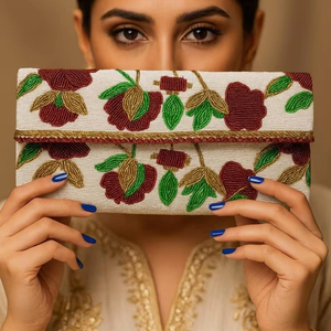 Multicolor Beaded <b>Bag</b> with Handle, Handheld <b>Bag</b>, Casual Hand <b>Bag</b>, Indian Handicraft, Handmade, <b>Baguette</b> <b>bag</b>, - Product Image 1