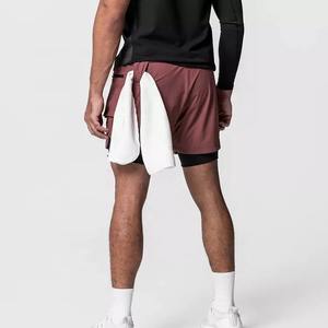 Shorts de sport pour homme, solides, 2 en 1, en polyester, 5 pouces, séchage rapide, compression, course à pied, ajustés - Product Image 4