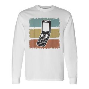 T-shirt à manches longues avec téléphone portable vintage classique à clapet - Product Image 1