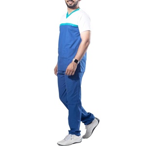 เสื้อสครับผ้าสแปนเด็กซ์สำหรับบุรุษ OEM ชุดยูนิฟอร์มพนักงานโรงพยาบาลและคลินิกทันตกรรม สำหรับใช้ในโรงพยาบาล - Product Image 4