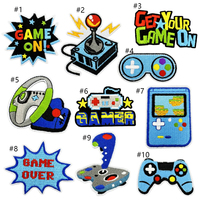 Patch en chenille thermocollant pour jeux vidéo, patchs en sequins brodés, impression par transfert thermique, patchs en sequins en feutre