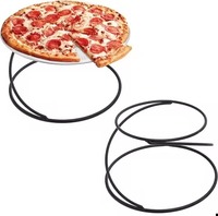 Schwarz Beschichteter Metallständer mit Holzplatte Wiederverwendbare Umweltfreundliche Runde Pizzapfanne für Restaurant & Hausbäckerei Käseaufbewahrung