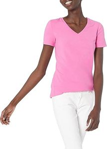 T-shirts à col en V extensibles pour femmes Couleurs unies de base S-XL vente en gros - Product Image 5