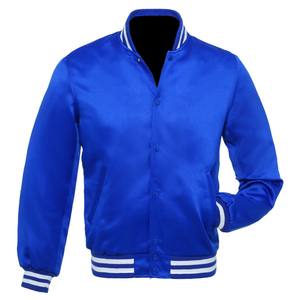 Universidad en blanco bordado seda a granel al por mayor personalizado para hombre Varsity béisbol bombardero chaqueta de satén - Product Image 1