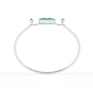 Bracelet en argent sterling 925 de luxe, forme brute de pierre précieuse apatite Paraiba, serti en bélière naturelle, finition haut de gamme, bracelet tendance - Product Image 5