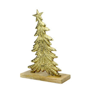 Estatuilla de árbol de Navidad de Metal blanco antiguo, diseño de lunares escalonados de mesa de granja rústica para decoración navideña del hogar - Product Image 4
