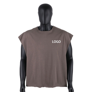 เสื้อยืดแขนกุดทรงโอเวอร์ไซส์แบบสั่งทำพิเศษสำหรับผู้ชาย ขอบดิบ ผ้าฝ้าย เสื้อกล้ามลำลองทรงโอเวอร์ไซส์ - Product Image 1