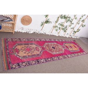 Classique bohème rose Orange Patchwork tapis turc 3.1 X 10.8ft Viscose laine matériel Latex rectangulaire couloir tapis de chevet - Product Image 3