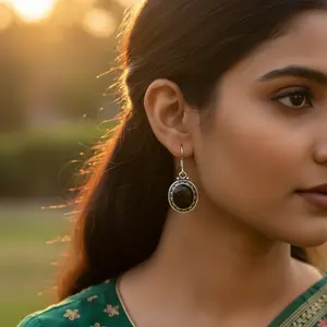 Boucles d'oreilles pendantes en argent 925 avec onyx noir pour femmes, bijoux tendance avec zircon platine or rose pour mariages et fêtes - Product Image 3