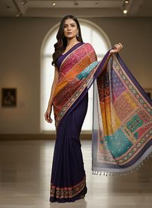 New Design Heavy Bridal <b>Saree</b> <b>for</b> Ladies Partywear with Embroidery Mirror Work with All Over Digital Print in Stock - Product Image 3