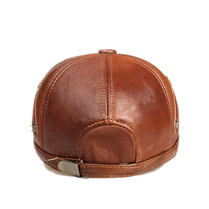 Pro หมวกเบสบอลหนัง PU แท้สีน้ำตาล,หมวกลำลองไม่มีลายแฟชั่นกลางแจ้ง6แผงหมวกพ่อพร้อมโลโก้ของตัวเอง - Product Image 4