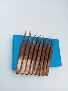 Pince à épiler à volume élevé en acier inoxydable ton or rose, poignée en diamant massif, logo personnalisé, pince à épiler à extension de cils en fibre pointue - Product Image 5