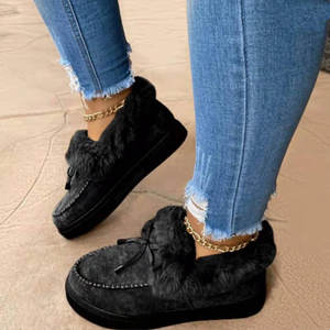 รองเท้าแตะสวมสบายบุขนสัตว์เทียมสำหรับฤดูหนาว ดีไซน์ทันสมัยแบบปิดนิ้วเท้า ขนกระต่าย วัสดุพื้นรองเท้า EVA ยาง สำหรับใช้งานกลางแจ้งในฤดูใบไม้ผลิ - Product Image 5