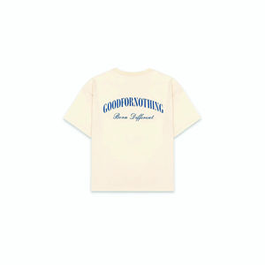 เสื้อยืดคอกลมแขนสั้นสำหรับผู้หญิงและผู้ชายเสื้อยืดคอกลมผ้าคอตตอนสองชั้นดีไซน์ทรงโอเวอร์ไซส์ - Product Image 2